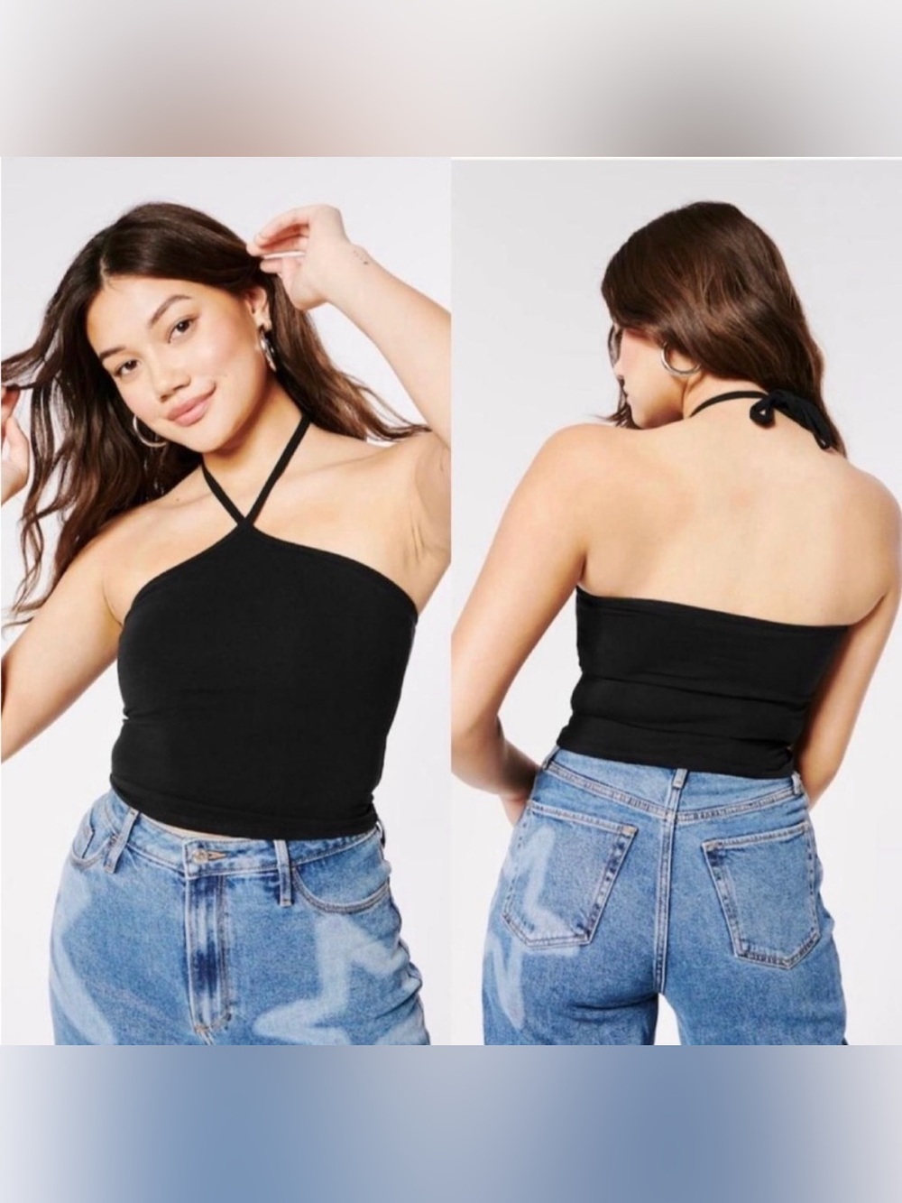 Hollister Black Crisscross Halter Crop Top | Size: S